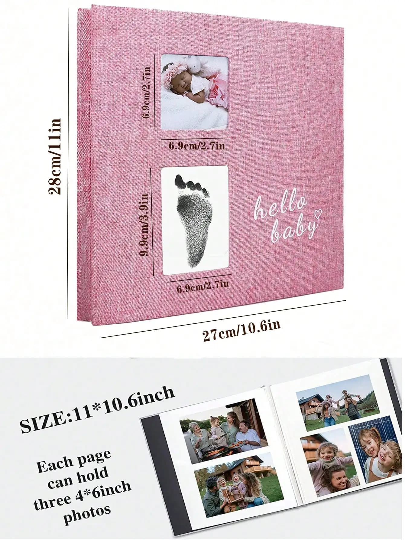 Album photo pour bébé, livre de mémoire auto-adhésif, ensemble de livres à clips 4x6 avec impression