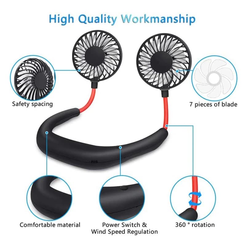 Ventilateur de cou LED aste USB portable, conception de téléphone de sauna, mini ventilateur de déte