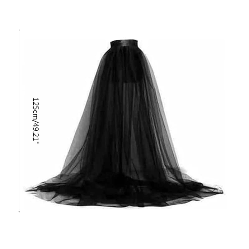 Jupe Maxi en Tulle pour femmes, jupe mariage détachable avec traîne, superposition longue, robe bal,