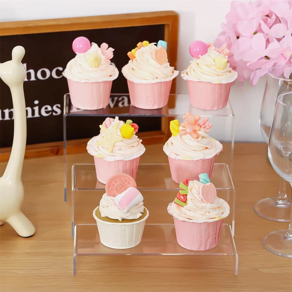 Support à cupcakes en acrylique, présentoir rectangulaire Transparent à collectionner, vitrine vos d