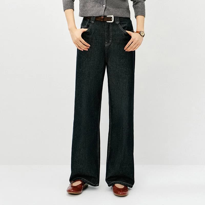 Semir rétro jean femmes 2026 printemps Lyocell mélange jambe large longueur de plancher hanche couvr