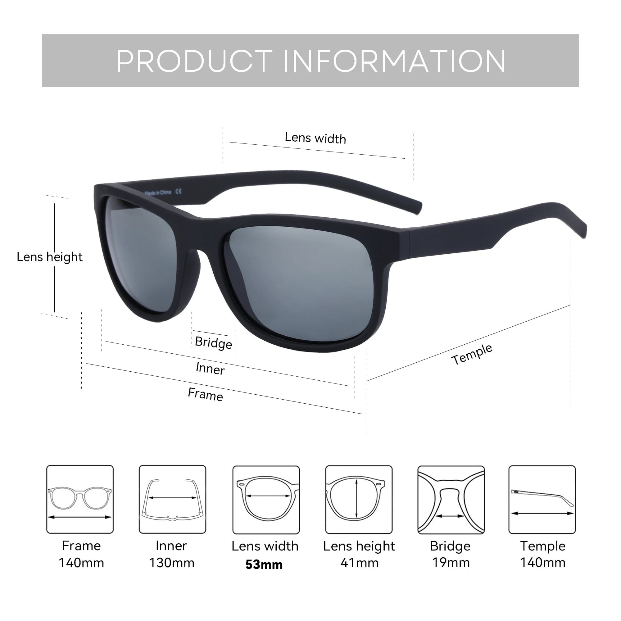 ZENOTTIC-Lunettes de soleil polarisées TR90 pour hommes, lunettes de soleil de conduite, miroir carr