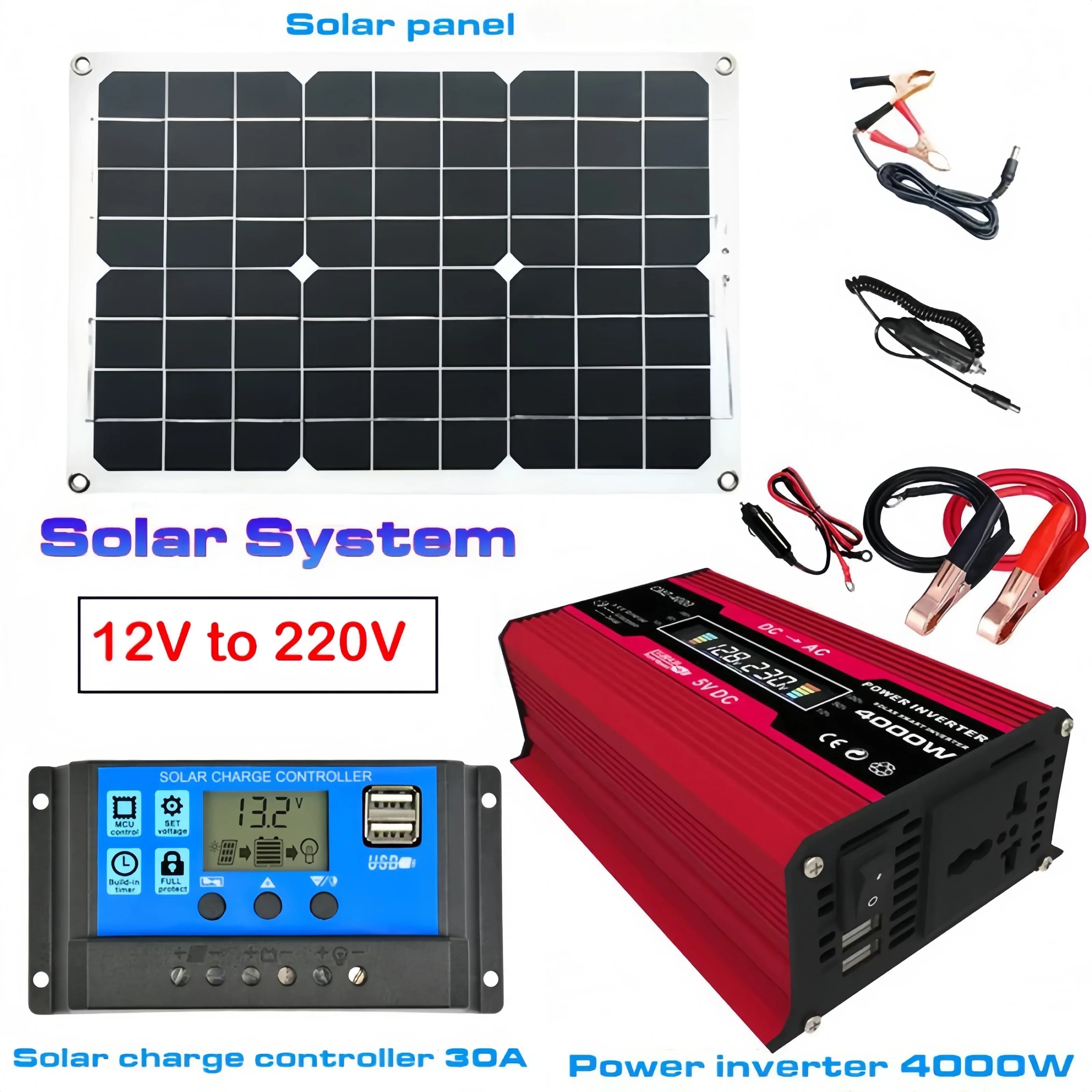 Kit de production d'énergie solaire 110V/220V 600W avec panneau solaire + contrôleur de charge 30A +