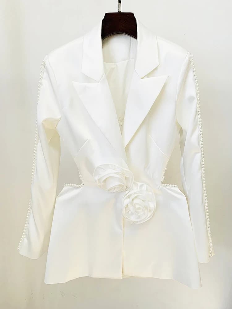 HIGH STREET Nouveauté 2026 Mode de créateur pour femme Blazer ajouré à motifs floraux, appliques et 