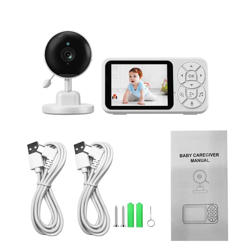 Moniteur bébé 3.5 pouces, caméra 0.3 mégapixels avec veilleuse RGB, détection de température, interp