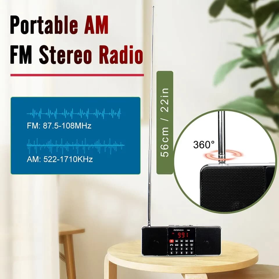 Numérique Portable Radio AM FM Bluetooth Haut-Parleur Stéréo Lecteur MP3 TF Carte SD Lecteur USB Mai