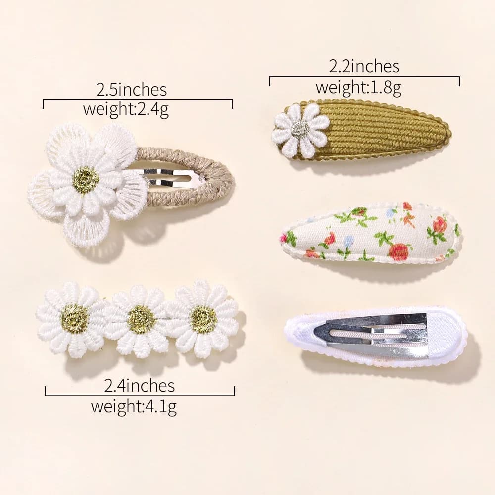 Nouveau 5 pièces BB Clips ensemble pour enfants cheveux accessoires doux imprimé Hairbangs pince à c