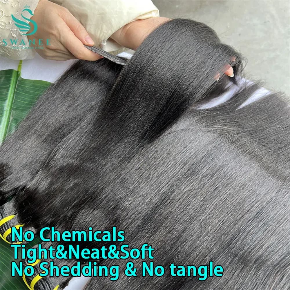 Extensions de cheveux humains vierges bruts 100% naturels, lisses, effet Yaki, vente en gros # Lot d