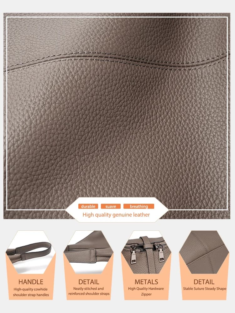 Zency – sac Hobo à bandoulière en cuir véritable pour femme, sac de Shopping de grande capacité en c