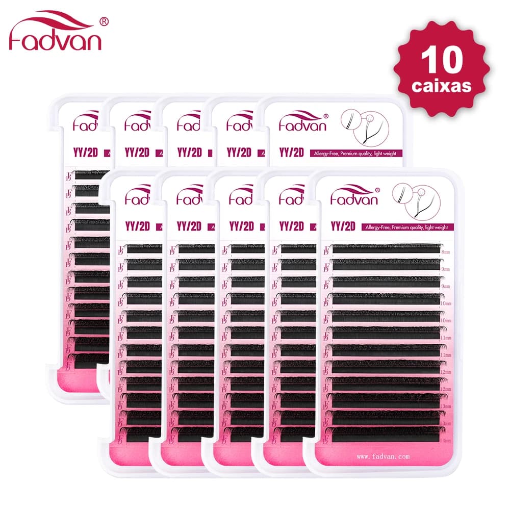 Extension de cils en forme de YY, 10 pièces/lot, faux cils de construction, maille Surround croisée 