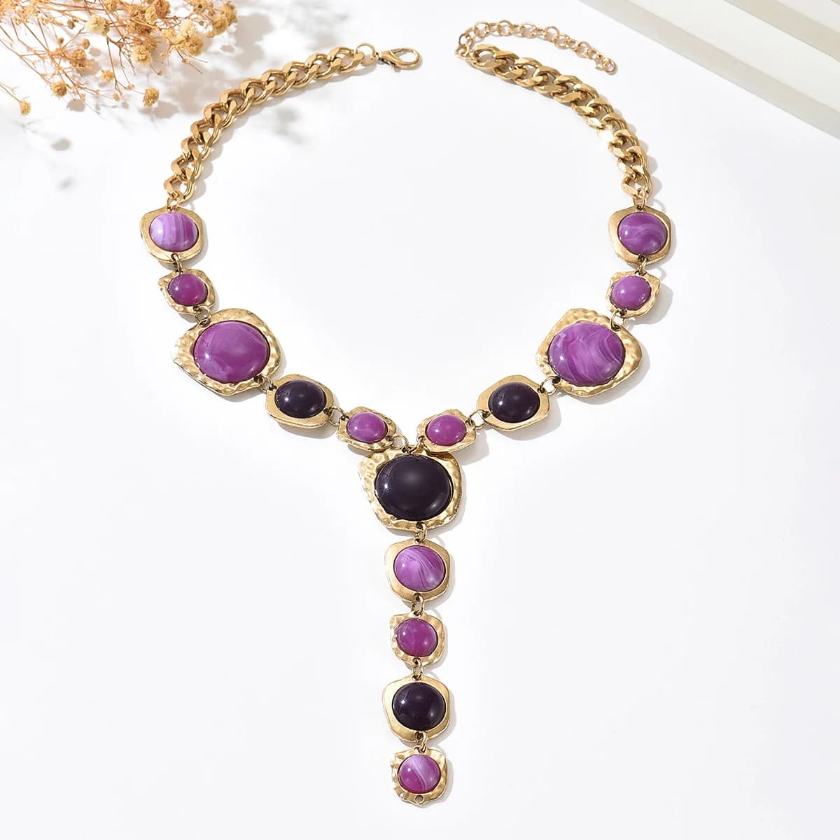 Collier Long Vintage exagéré en forme de Y pour femmes, élégant, épais, pendentif géométrique, style