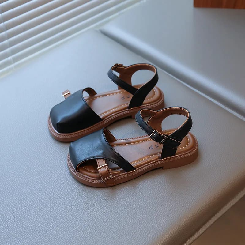 Nouvelles sandales plates élégantes pour enfants, collection été 2026, style princesse, à semelle so