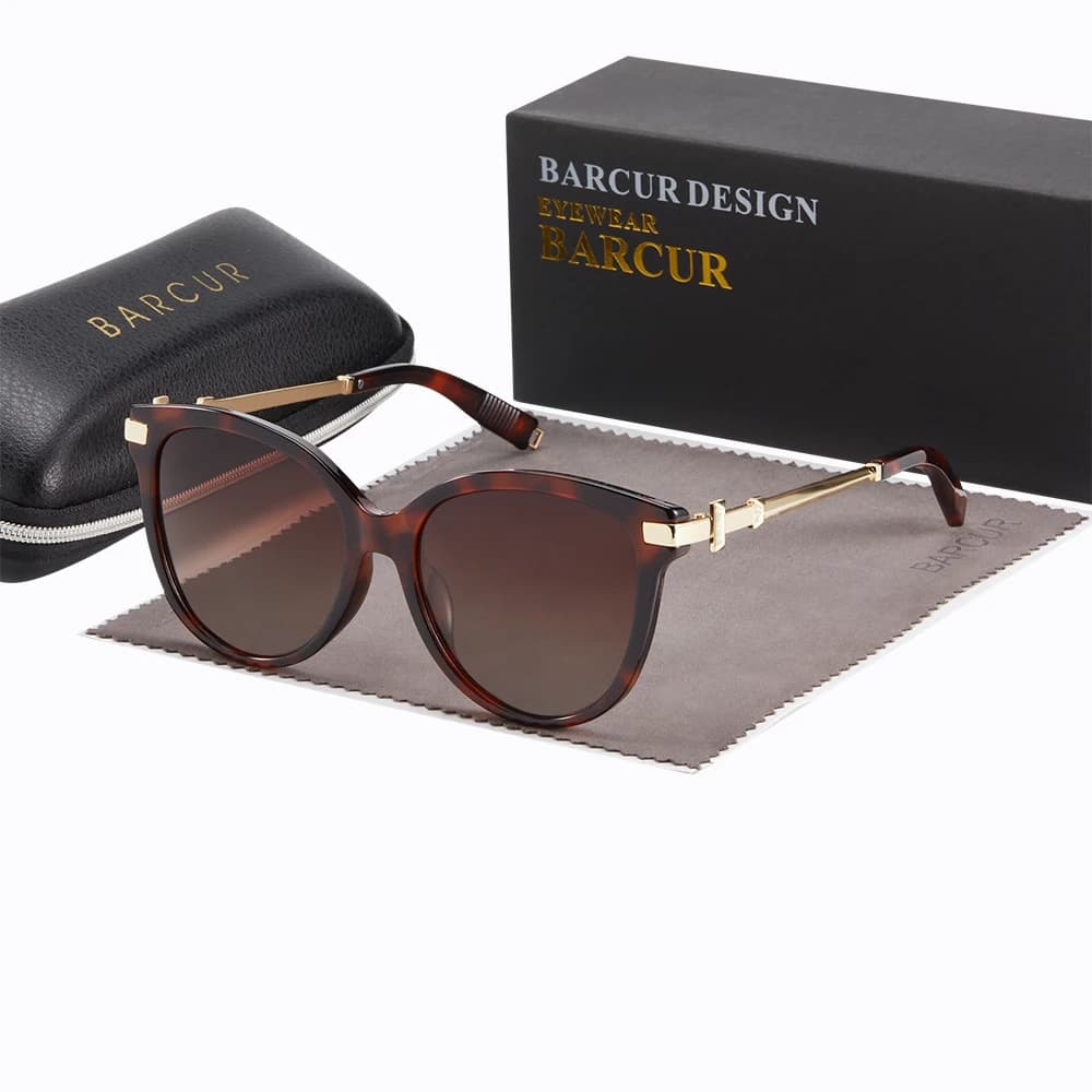 BARCUR Lunettes de soleil pour femmes exquises, luxueuses et élégantes, montures œil de chat, emball