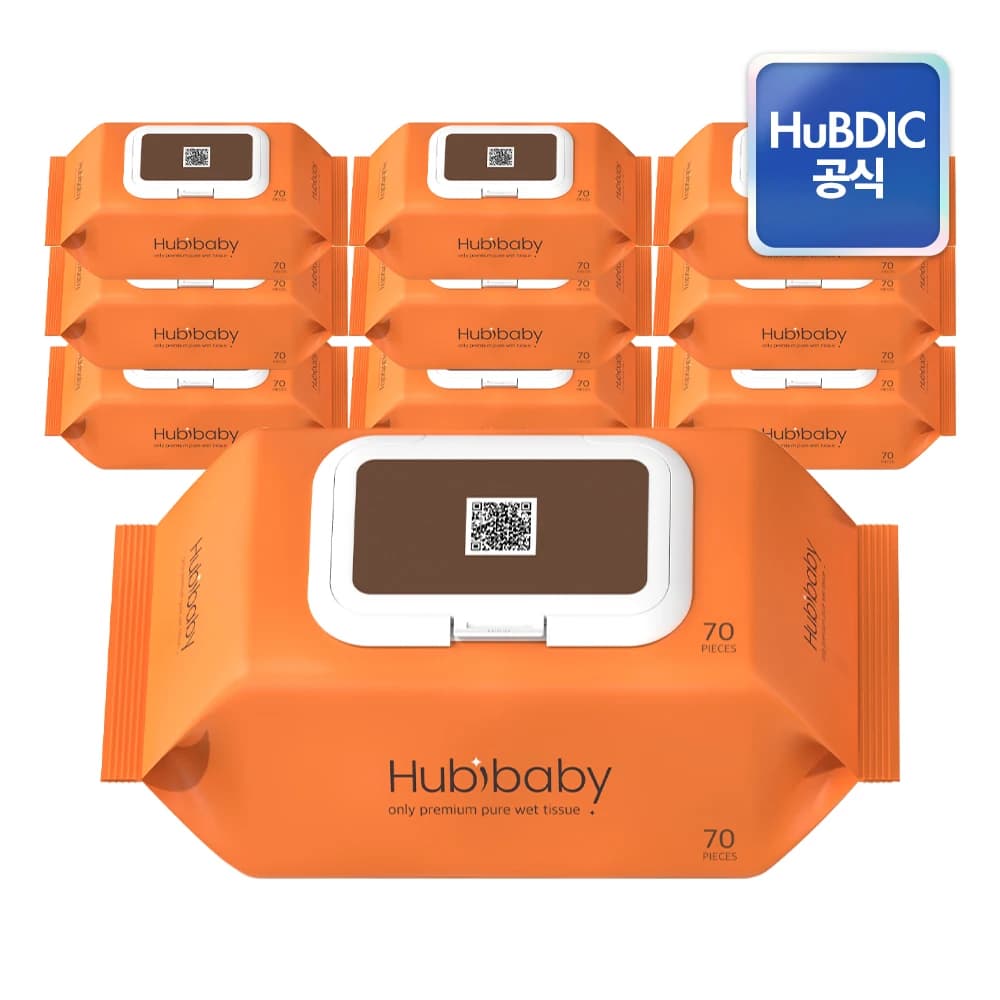 [Hubbybaby] Lingettes humides pour bébés et tout-petits, fabriquées en Corée, épaisses, uniquement d