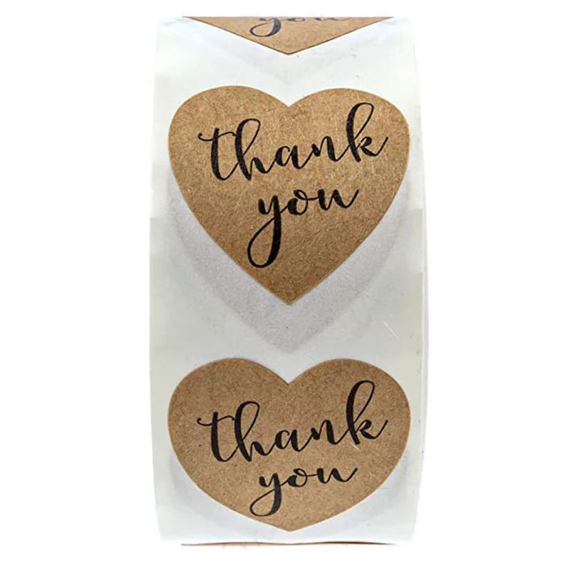 Autocollants de Remerciement en Kraft Naturel, Sceau en Forme de Cœur, pour Scrapbooking, GT, 1 Pouc