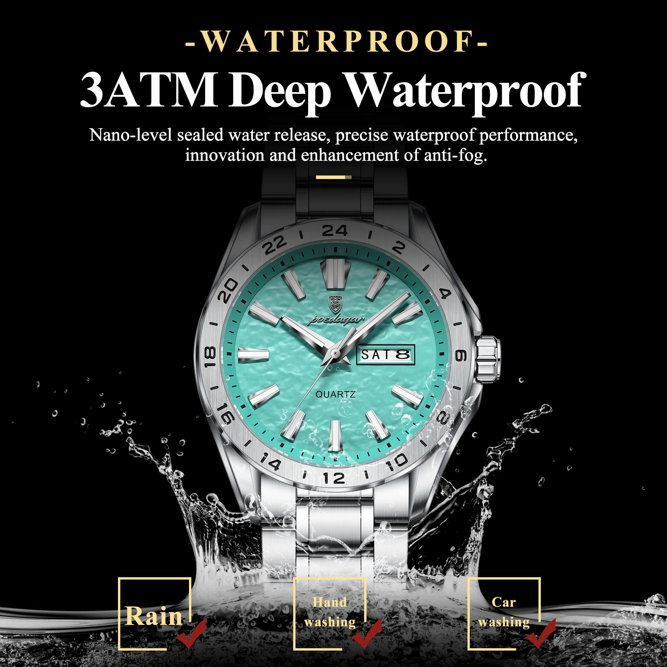 Montre homme POEDAGAR, mode exquise, haute qualité, étanche, lumineuse, montre de travail pour homme