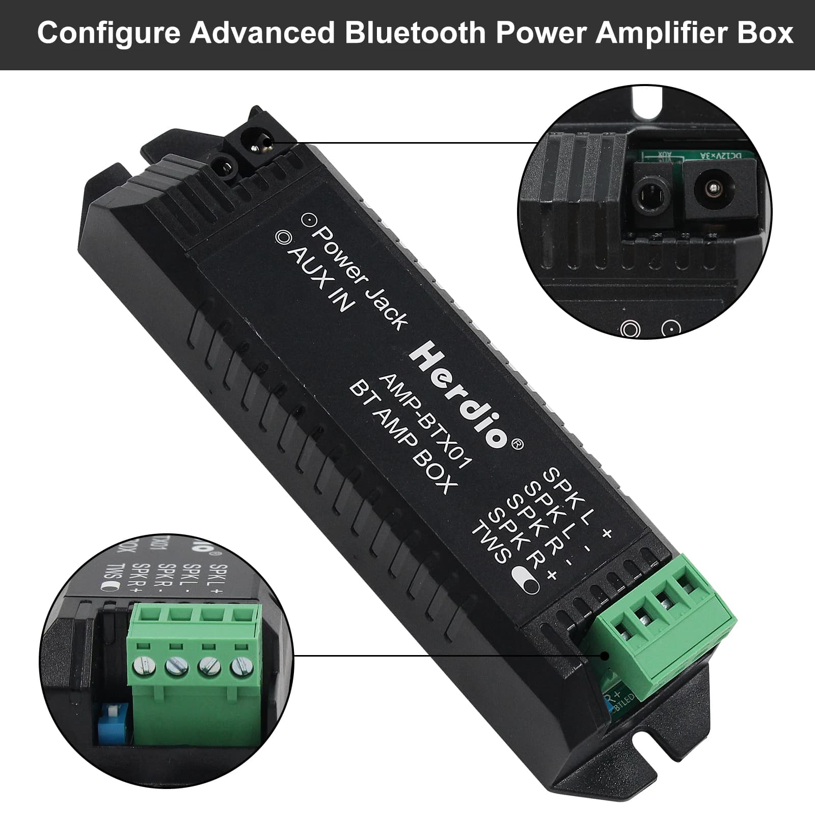 Amplificateurs Bluetooth Herdio, mini amplificateur audio domestique pour enceintes murales et de pl