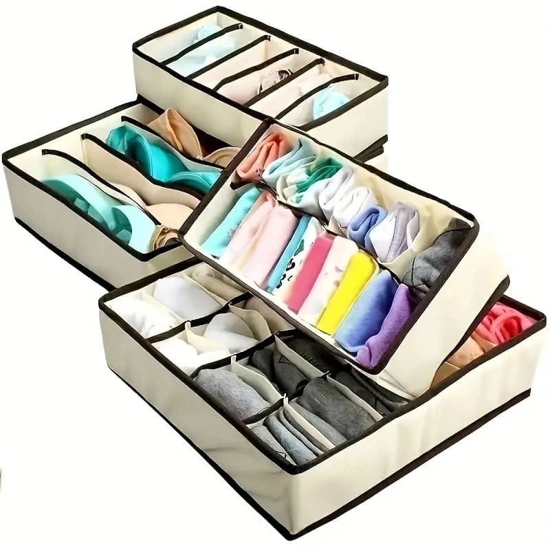 Dox de rangement de sous-vêtements 4 pièces, séparateur de rangement de sous-vêtements chaussettes, 