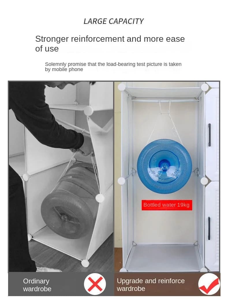 Armoire de Rangement Multifonctionnelle, Meuble de Chambre à Coucher, Casier à Assembler Pliable, Pa