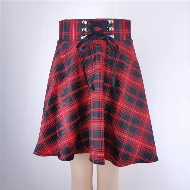 Jupe gothique noire pour femme, style japonais, hipster noir, bulle JK, lacets, fermeture éclair au 