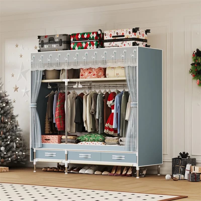 Armoire simple, durable et pratique, facile à assembler, ambiance natale, couverture et tiroirs en m
