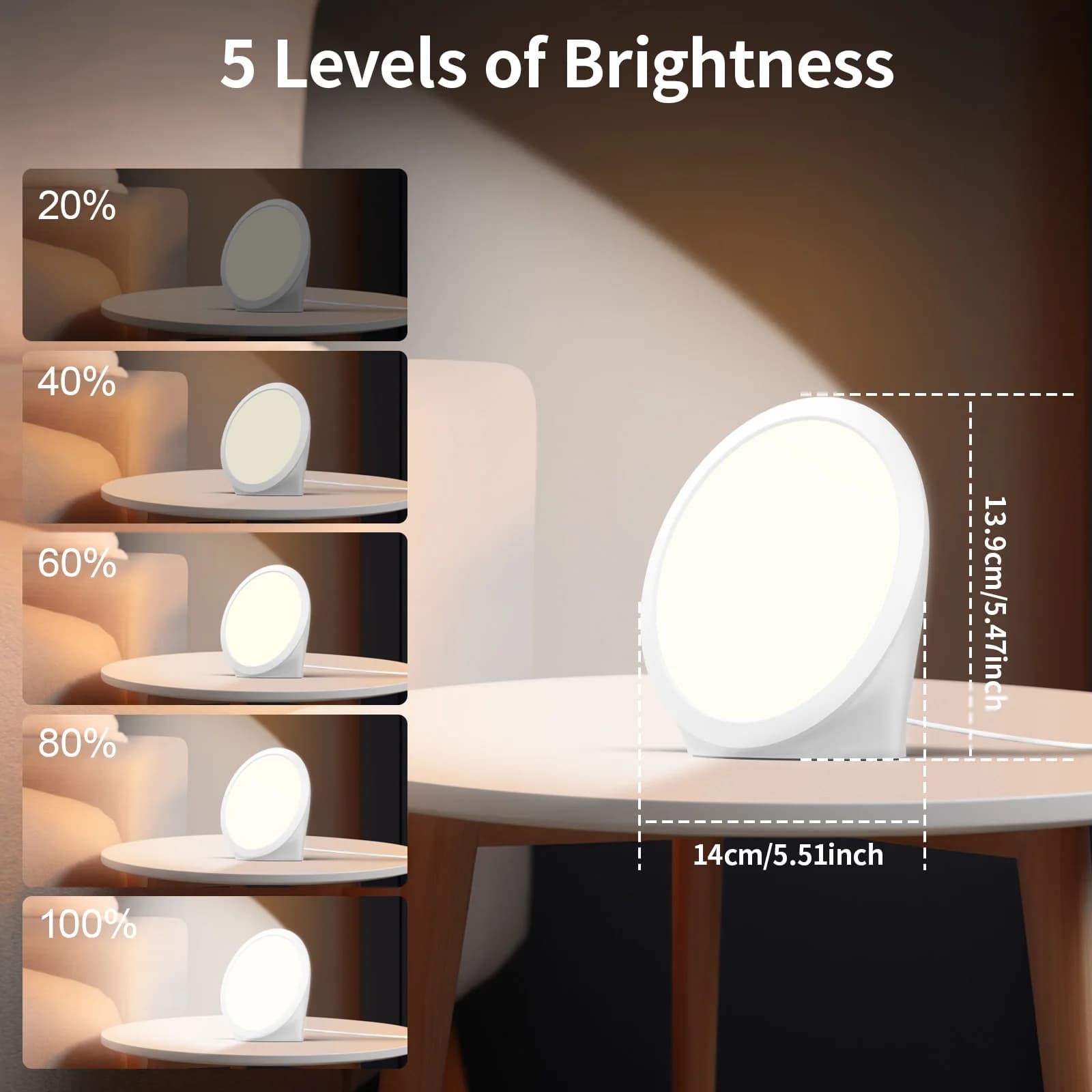 Lampe de lumière du jour, lampe 10000 Lux, lampe de lumière du soleil naturelle portable avec foncti