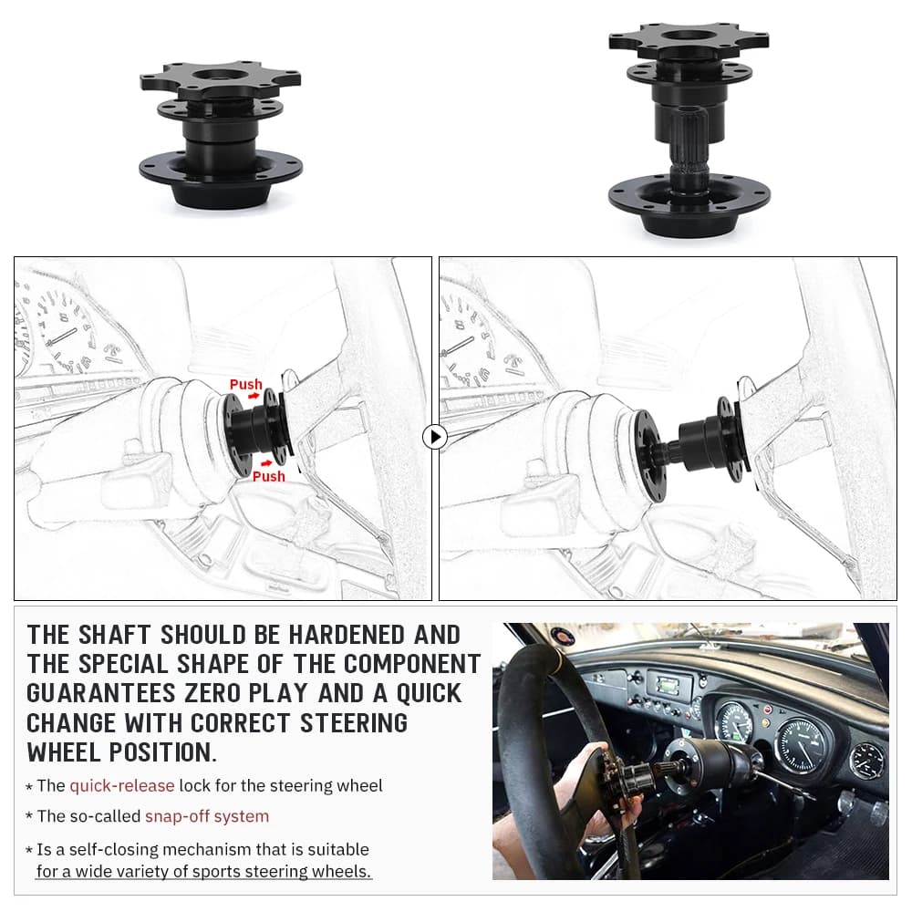 Nouveau volant à dégagement rapide adaptateur de moyeu Kit de moyeu de volant: or noir rouge bleu ar