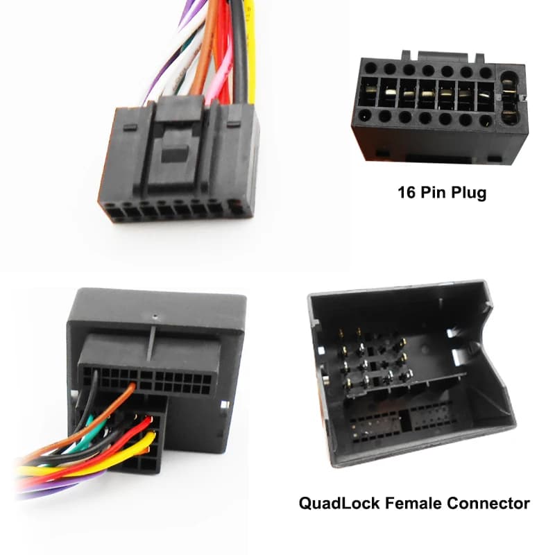 Faisceau de câbles QuadLock, prise 16 broches, adaptateur Radio, antenne, unité principale de voitur