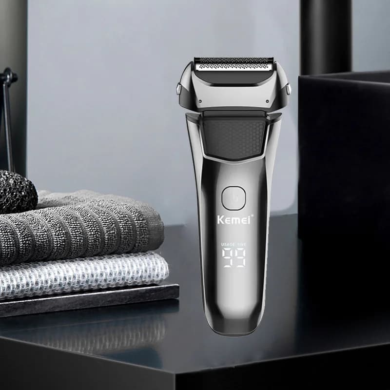 Kemei rasoir électrique pour hommes barbe faciale rasoir humide et sec rasoir professionnel Recharge