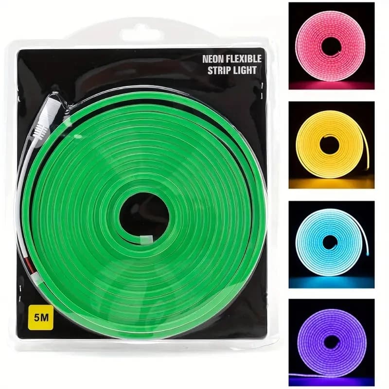 1 rouleau 12V 196,85 pouces/5M LED néon en Silicone Flexible, bande lumineuse LED extérieure étanche