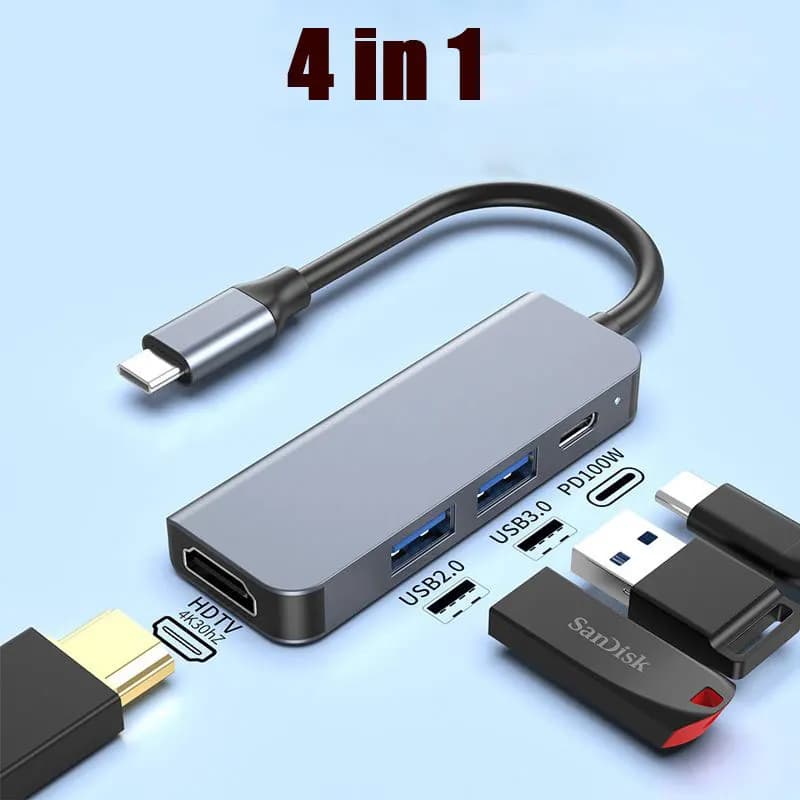 Hub USB C à 5 Ports vers 4K, Compatible HDMI PD, charge rapide, USB 3.0 2.0, station de charge de Ty