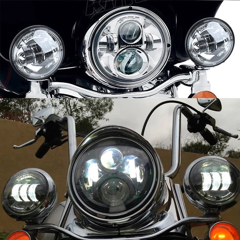 Phares antibrouillard LED Road King Classic, boîtier de lumière de sauna, support d'anneau de montag