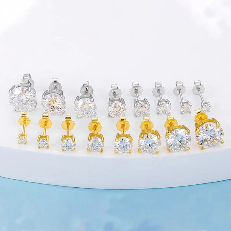 Boucles d'oreilles en diamant Moissanite pour femmes, Test réel 0.1-3CT, plaqué argent platine S925,