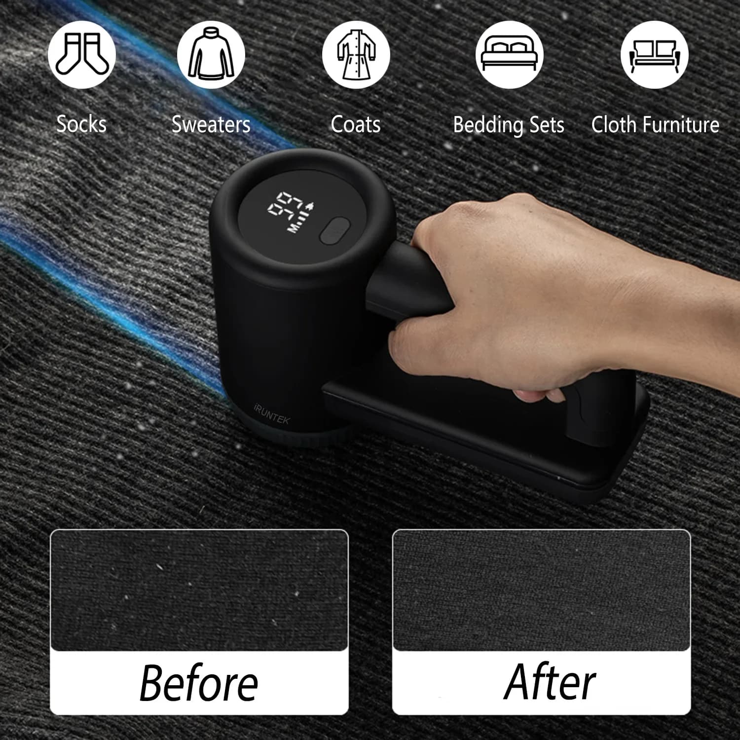 Rasoir pour vêtements en tissu Rechargeable, dissolvant de peluches, 3 vitesses, 2000mAh, affichage 