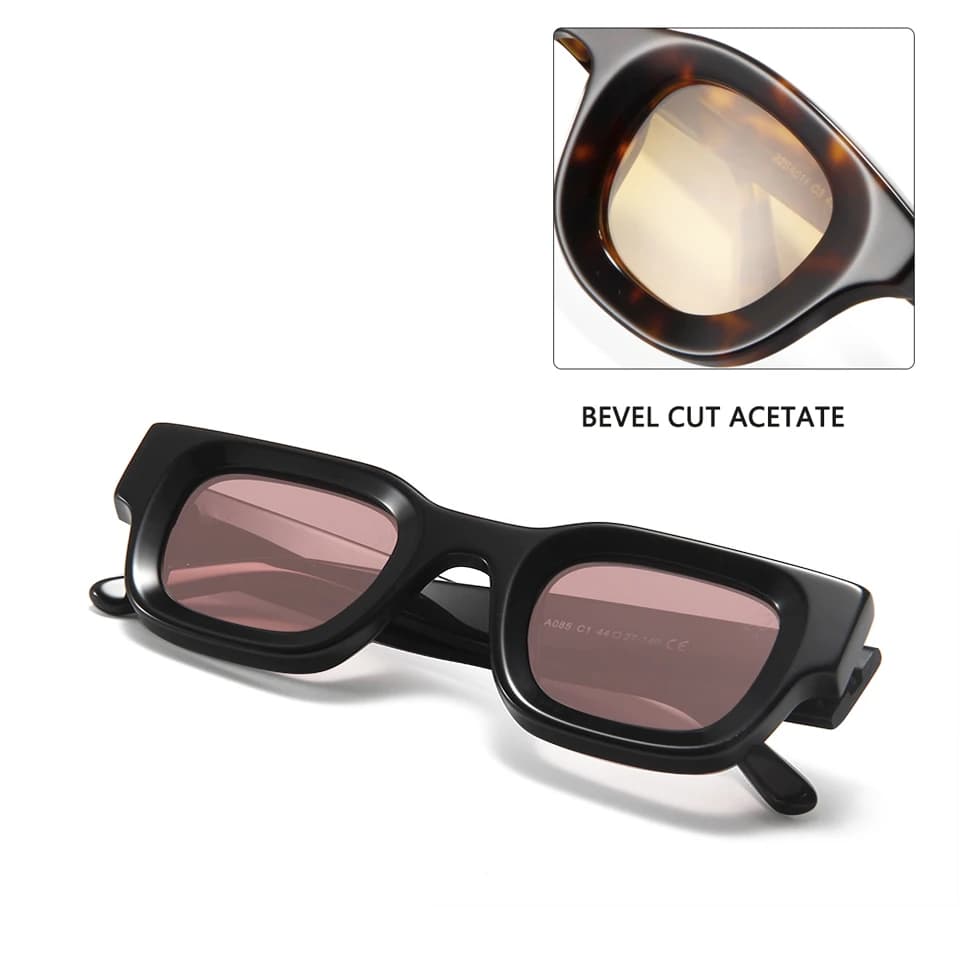 Rhevis marque Design fait à la main acétate épais Rectangle lunettes de soleil pour hommes gros carr