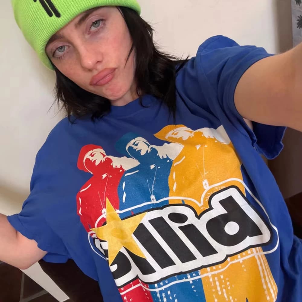 Chanteur Billie Eilish même Style 100% coton chemise pour hommes été surdimensionné graphiques chemi
