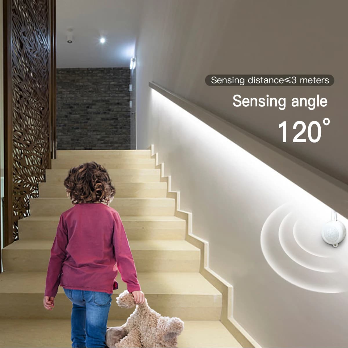 Capteur de mouvement PIR intelligent, bande LED COB Super brillante, néon, marche/arrêt automatique,