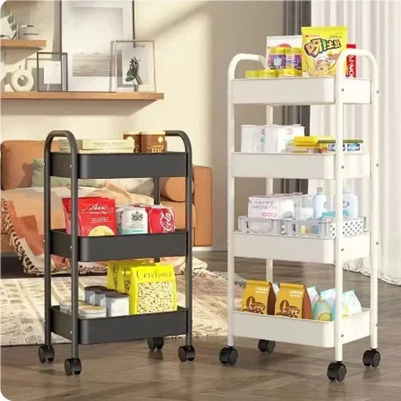 Chariot utilitaire roulant à 3/4 couches, support de rangement pour salle de bain avec roulettes, or