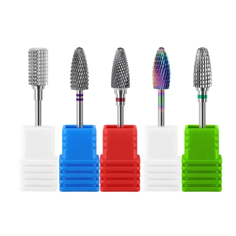 20 Types de foret à ongles en carbure de tungstène bleu arc-en-ciel, fraises à ongles électriques po