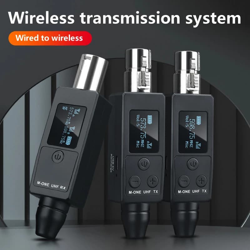Convertisseur de Microphone sans fil UHF à 2 canaux, transmetteur et récepteur de batterie Rechargea
