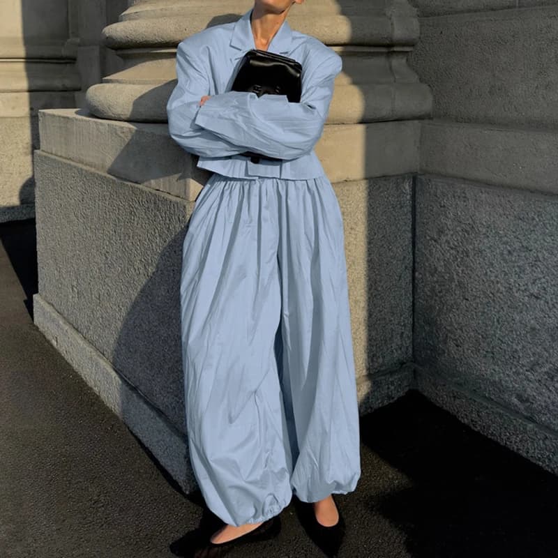 Ensembles de chemises à col en V boutonnées et pantalons à jambes larges pour femmes, printemps-été,