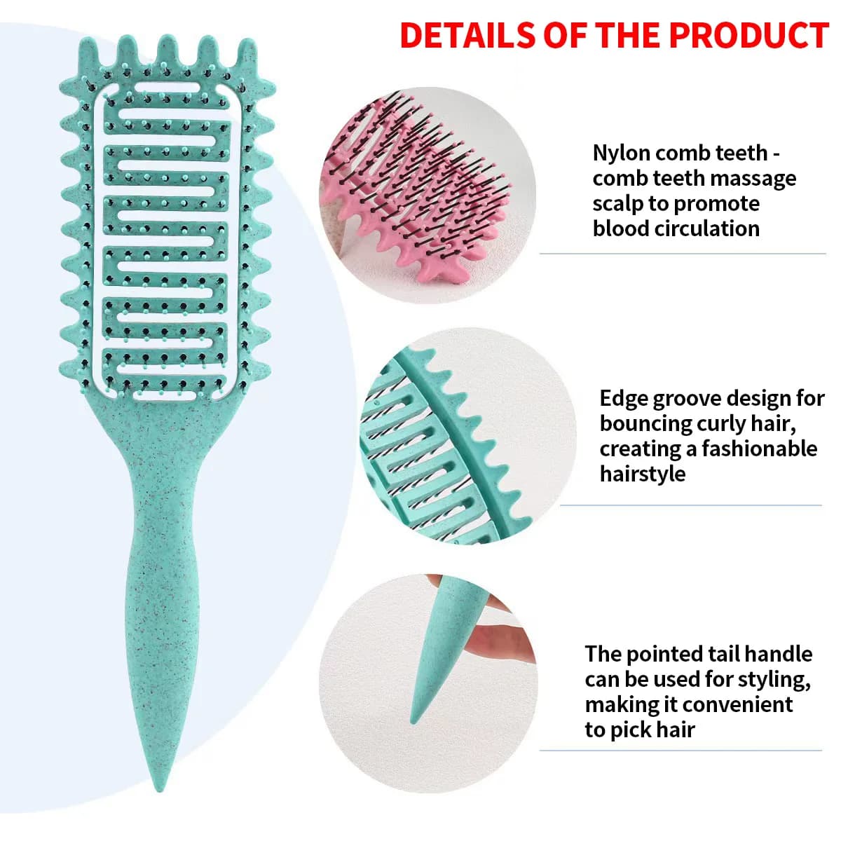 Peigne de Massage pour cheveux, brosse à cheveux en Nylon, brosse à cheveux bouclée démêlante pour S