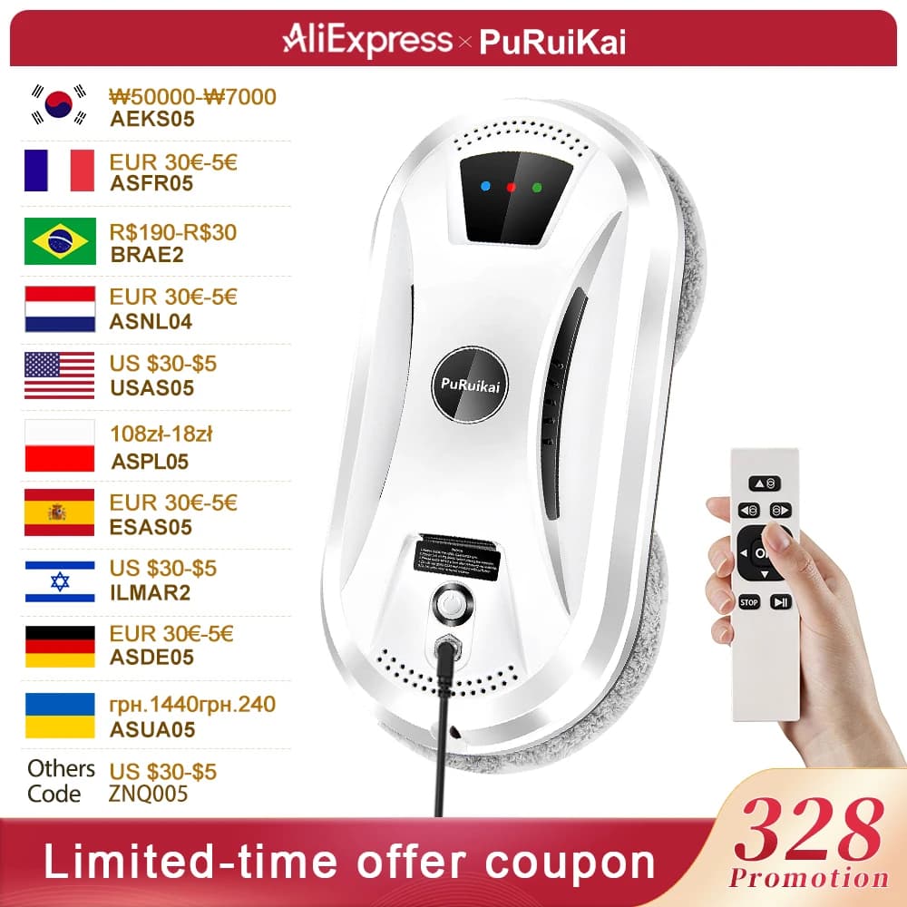Robot aspirateur ultra-fin pour nettoyage de vitres, robot nettoyeur de vitres électrique, nettoyeur