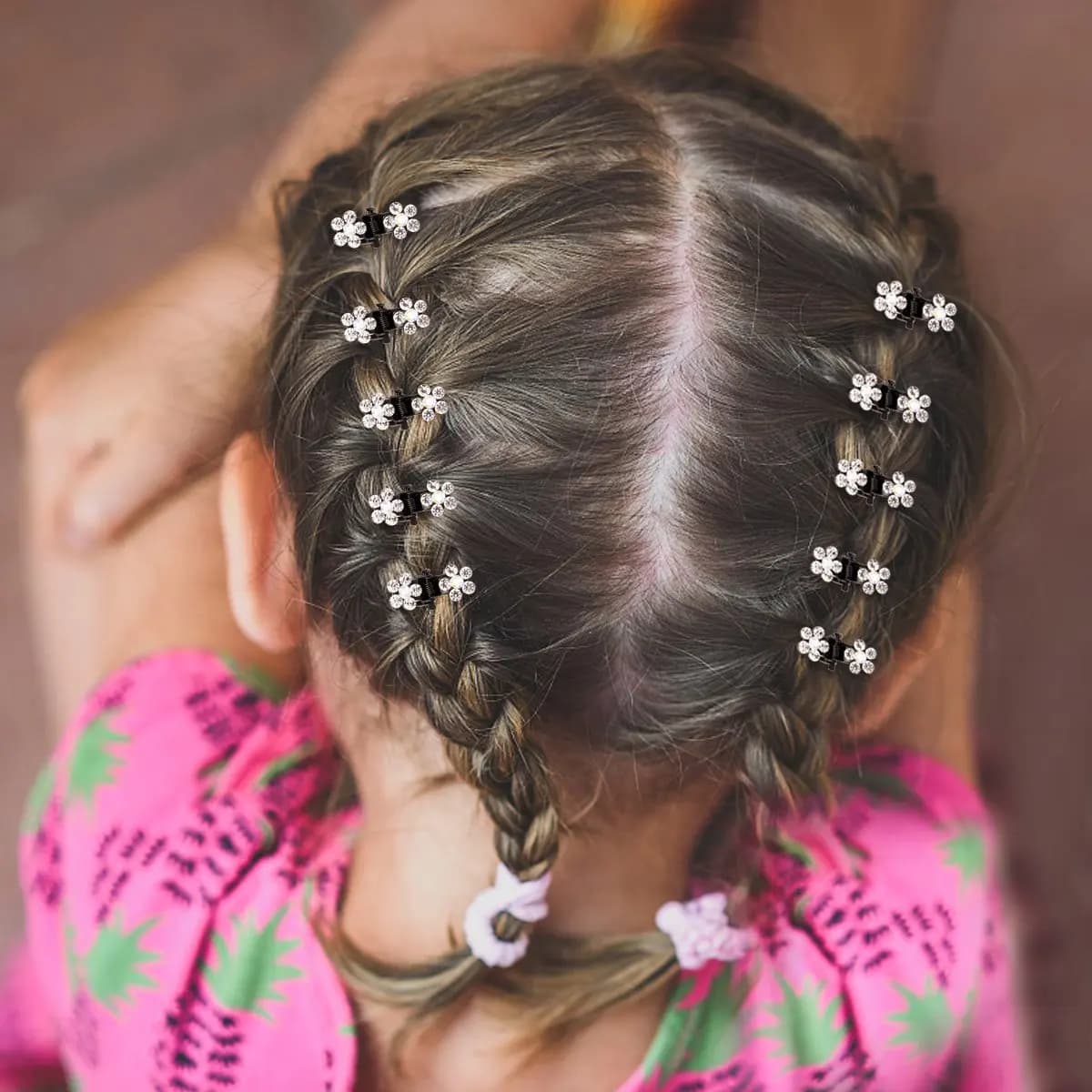 Mini pinces à cheveux en métal antidérapantes, fleurs colorées à paillettes et strass, accessoires p