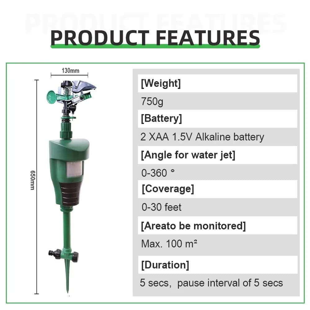 Mouvement Arroseur Antiparasitaire Jardin Antiparasitaire Jet Spray Oiseaux Répulsif Conduite Petits