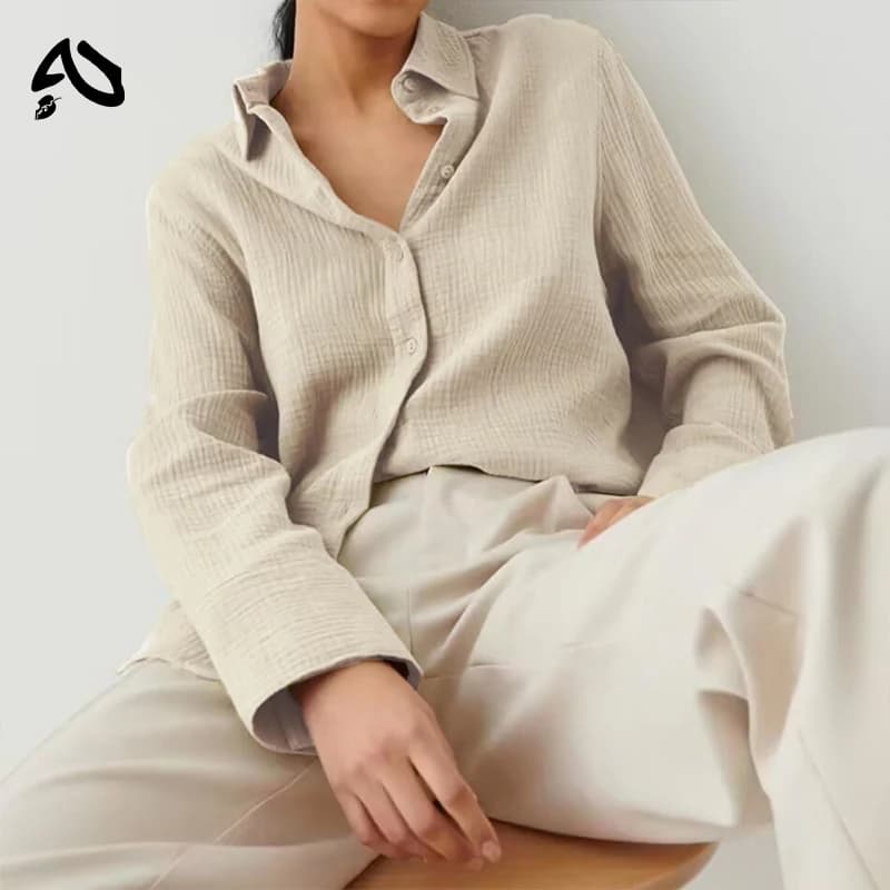 Chemise en mousseline 100 % coton décontractée unie pour femme, hauts amples à boutons, chemises et 