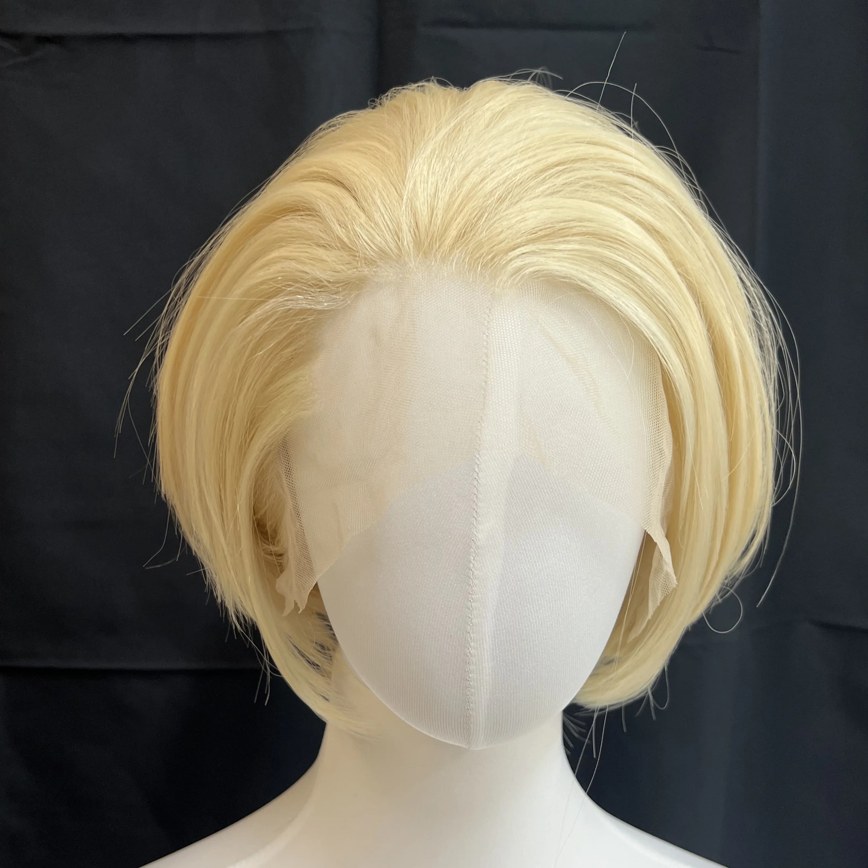 Ashely – perruque Lace Front Wig synthétique Blonde courte, 13x4, naissance des cheveux naturelle, F