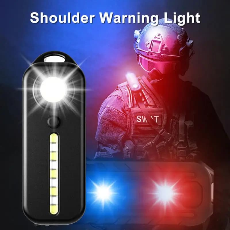 LED rouge bleu attention lumière de Police d'urgence avec pince USB Rechargeable épaule clignotant a