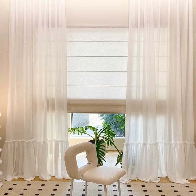Rideaux transparents blancs de conception spéciale de jupe française pour les chambres de princesse,