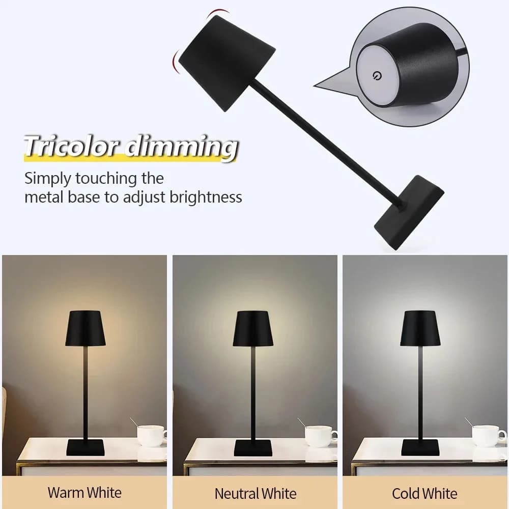 Lampe LED Tactile Sans Fil, Rechargeable par USB, Éclairage d'Ambiance, pour Table, Bar, Restaurant,